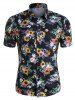 Skull Ditsy Floral Button Up Casual Shirt -  