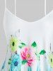Plus Size Flower Print Asymmetric Criss Cross Cami Tank Top -  