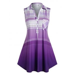 

Plus Size Plaid Ombre Color Tent Blouse, Violet