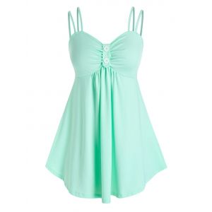 

Plus Size Dual Strap Ruched Curved Backless Cami Top, Light slate