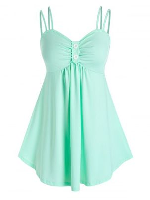 Plus Size Dual Strap Ruched Curved Backless Cami Top