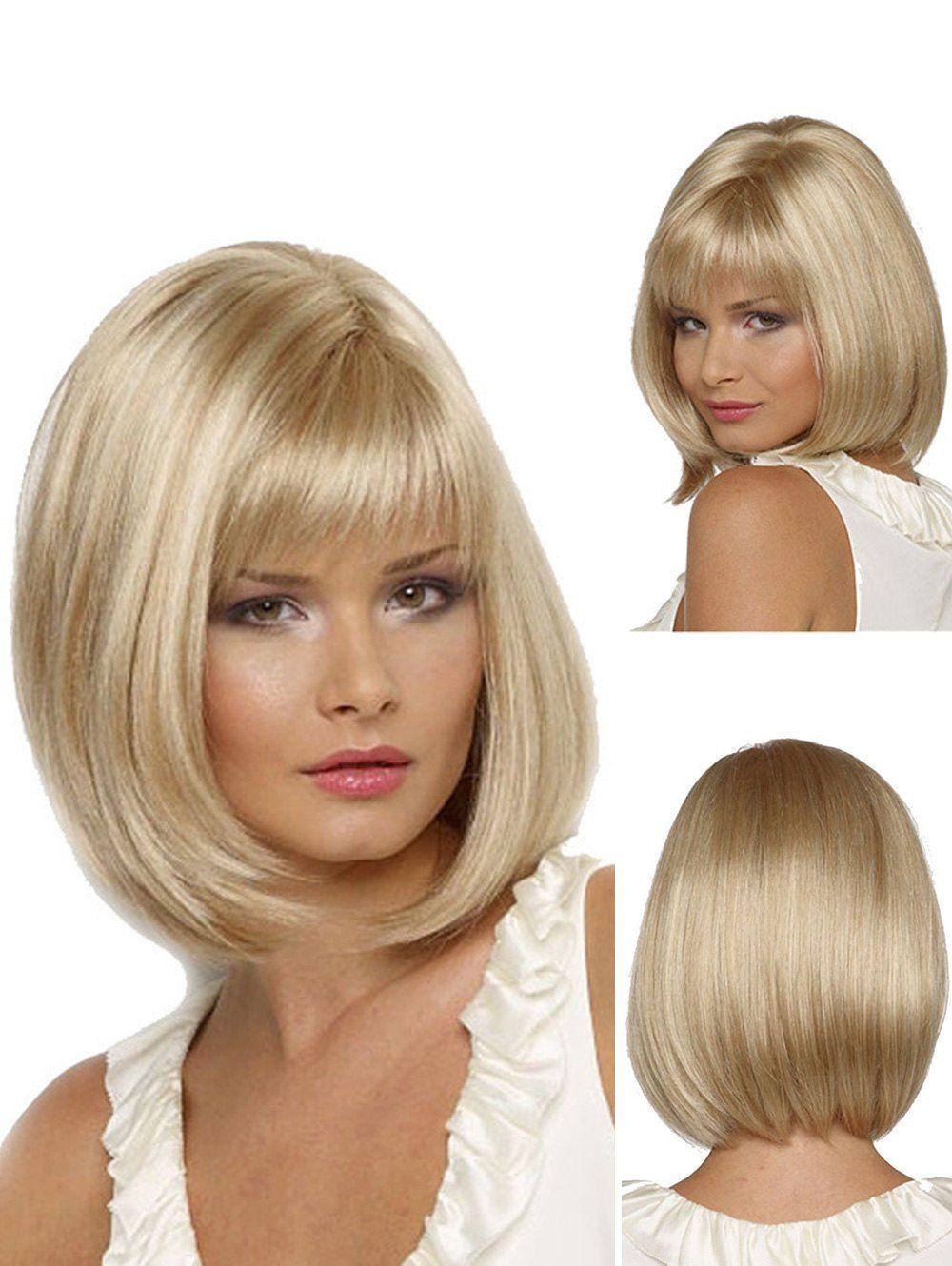 

Medium Bob Straight See-through Bang Synthetic Wig, Champagne