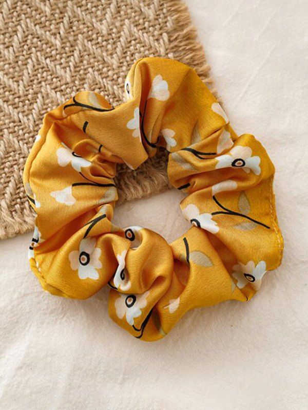 

Floral Print Fabric Elastic Scrunchy, Yellow