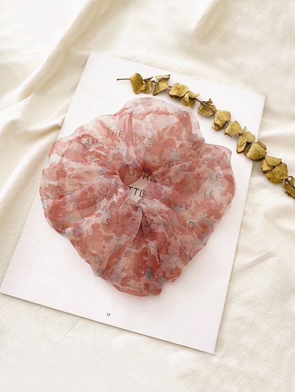 

Ditsy Floral Mesh Elastic Scrunchy, Rose red