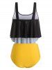 Plus Size Sun and Wave Print Asymmetrical High Rise Tankini Swimwear -  