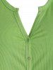 Plus Size Ribbed V Notch Lettuce Crop Tee -  