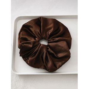 

Satin Elastic Solid Fabric Scrunchy, Deep coffee