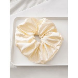 

Satin Elastic Solid Fabric Scrunchy, Beige