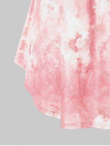 

Plus Size 3D Galaxy Tie Dye Print Tank Top, Light pink