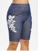 Plus Size Lace Applique Chambray Shorts -  