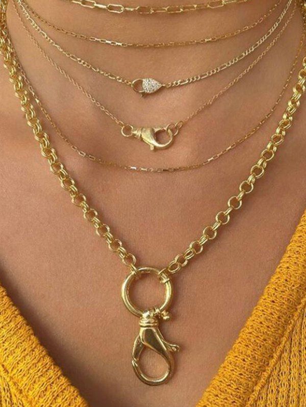 

Multilayered Chain Alloy Necklace, Gold