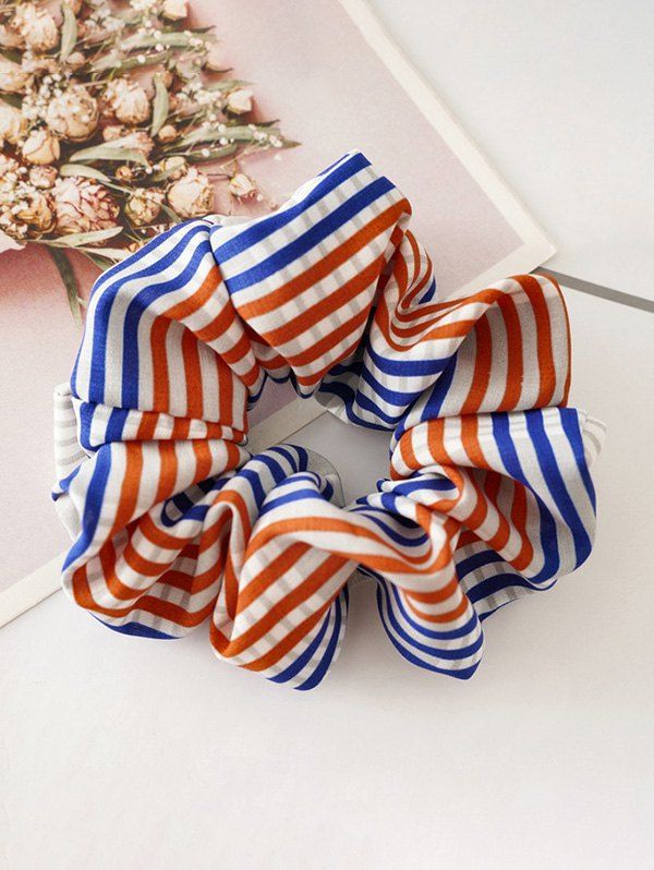 

Plaid Striped Printed Elastic Fabric Scrunchy, Blue