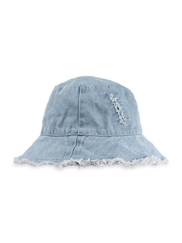 

Retro Denim Raw Edge Bucket Hat, Light blue