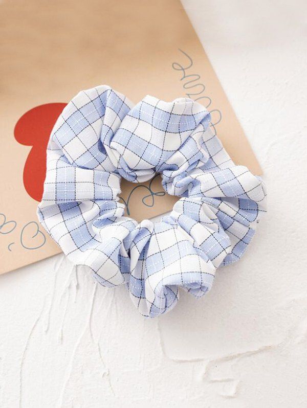 

Retro Tartan Pattern Fabric Scrunchy, Light blue