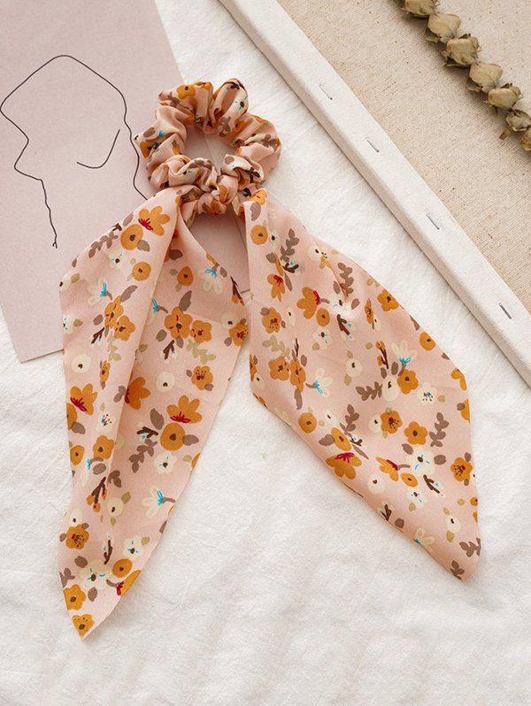 

Floral Printed Bowknot Fabric Scrunchy, Rose
