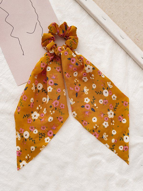 

Floral Printed Bowknot Fabric Scrunchy, Yellow