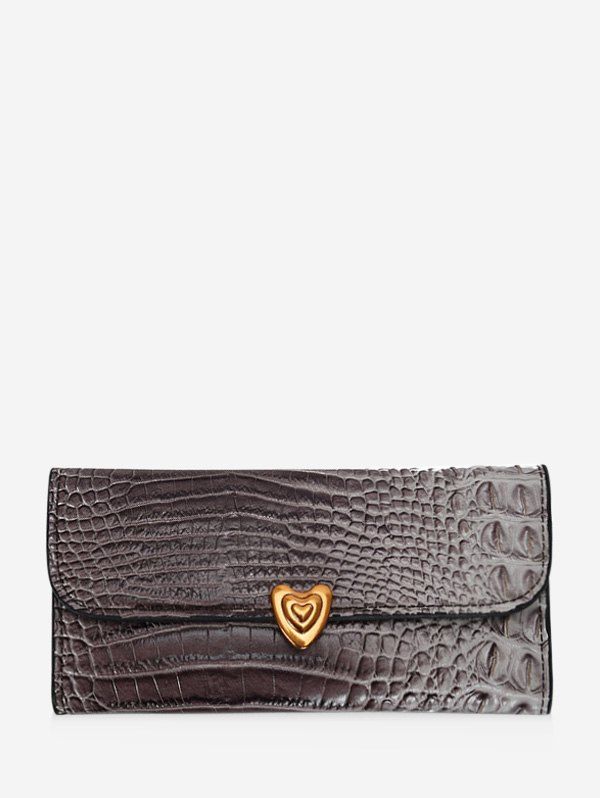 

Heart Textured Tri-fold Multi-function Clutch Wallet, Gray