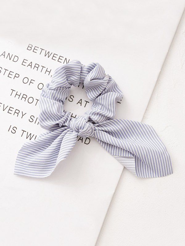 

Bunny Ear Striped Elastic Scrunchie, Light blue