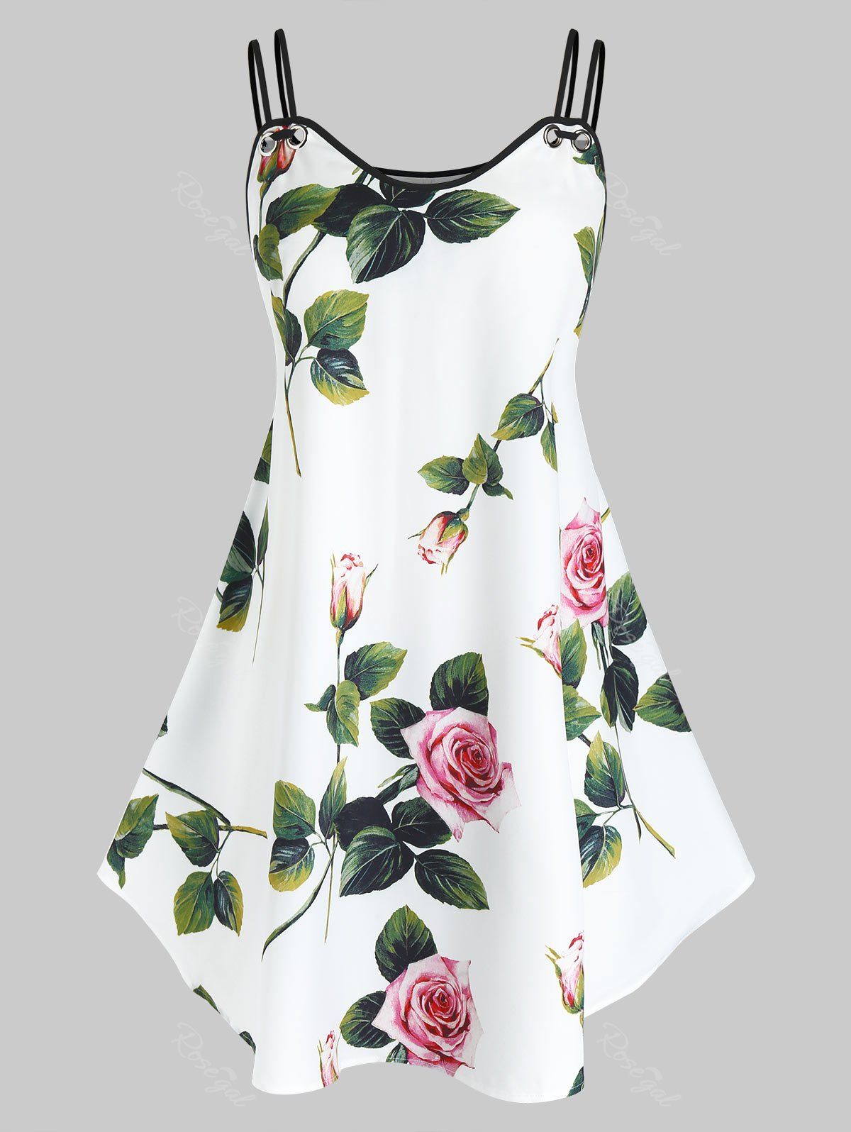 

Plus Size Floral Print Cami Top, White