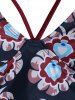 Plus Size Flower Cutout High Waisted Tankini Swimwear -  