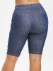 Plus Size Lace Applique Chambray Shorts -  