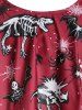 Dinosaur Skeleton Print Ruched Padded Tankini Set -  