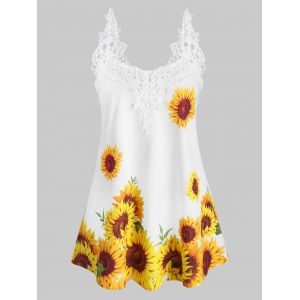 

Crochet Lace Panel Sunflower Longline Cami Top, White