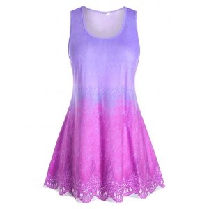

Plus Size Tie Dye Pattern Tunic Tank Top, Mauve
