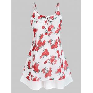 

Plus Size Floral Peter Pan Collar Tank Top, White