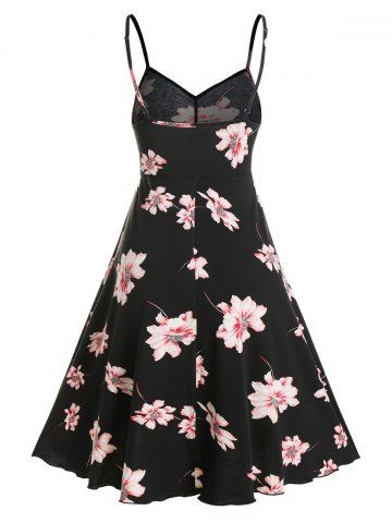 Floral Print Ruched Cami A Line Dress