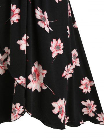 Floral Print Ruched Cami A Line Dress