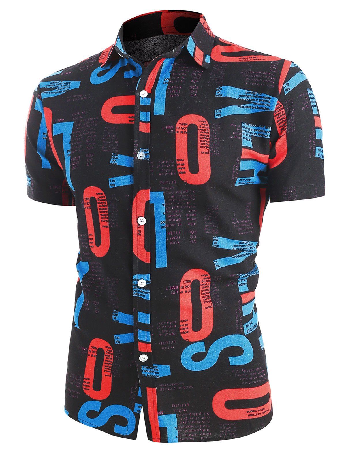 

Letter Print Lounge Short Sleeve Shirt, Multi