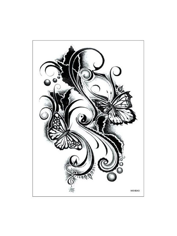 

Butterfly Taichi Pattern Tattoo Stickers, Black
