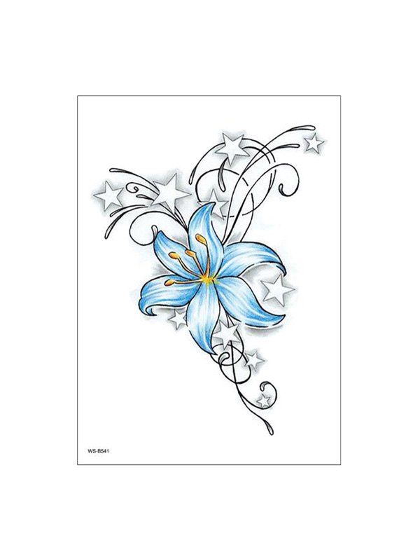 

Lifelike Flower Pattern Tattoo Sticker, Blue