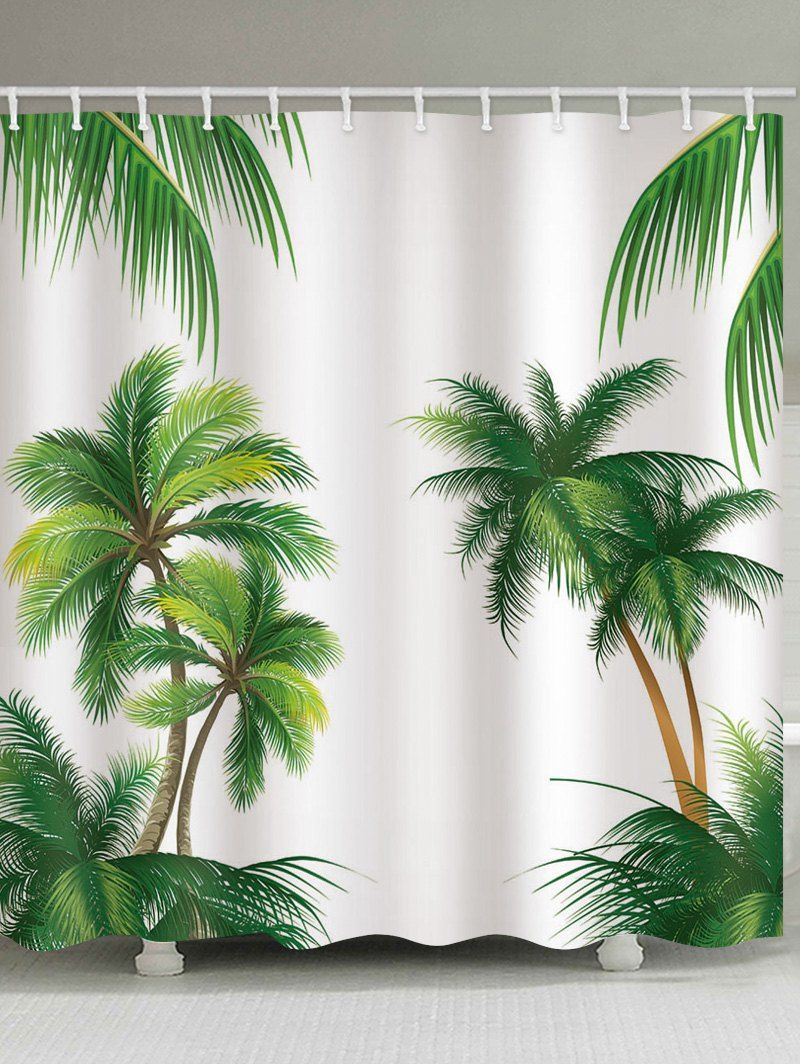 

Tropical Coconut Tree Print Waterproof Shower Curtain, Multi