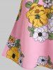 Plus Size Flower Pattern Guipure Lace Panel Tunic Tank Top -  