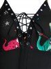 Dinosaur Print Lace Up Cami A Line Dress -  