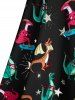 Dinosaur Print Lace Up Cami A Line Dress -  