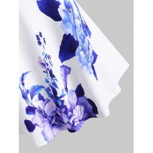 

Plus Size Cutout Floral Print Tank Top, Blue