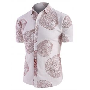 

Tree Ring Print Short Sleeve Linen Shirt, Multi b