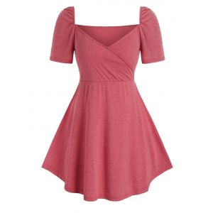 

Plus Size Sweetheart Neck Skirted Tee, Light coral