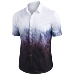 

Misty Forest Print Button Up Short Sleeve Shirt, Multi