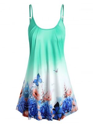 Plus Size Ombre Butterfly Print Cami Top