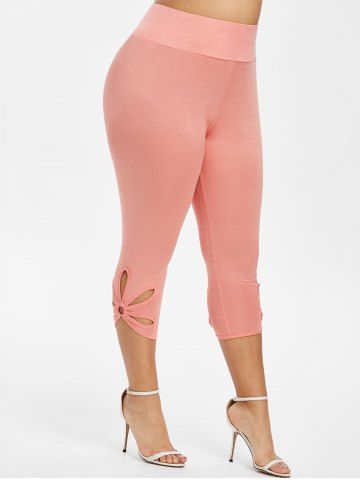 Capri Metal Ring Cut Out Plus Size Leggings