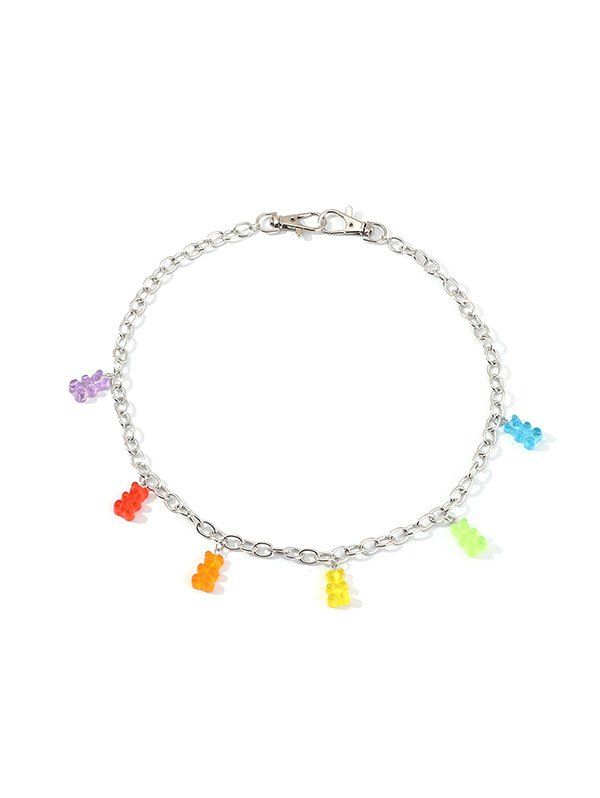 

Colorful Bear Charm Waist Chain, Silver