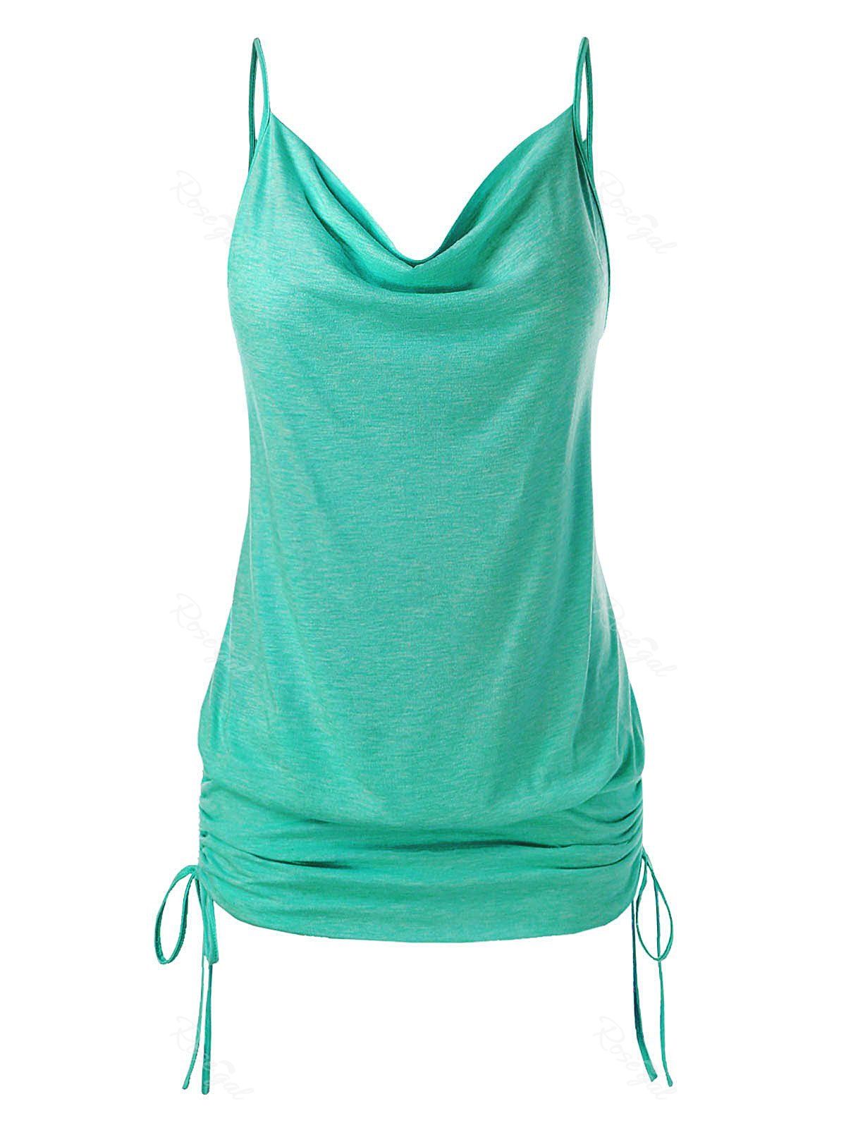 

Plus Size Cinched Cowl Neck Cami Top, Macaw blue green