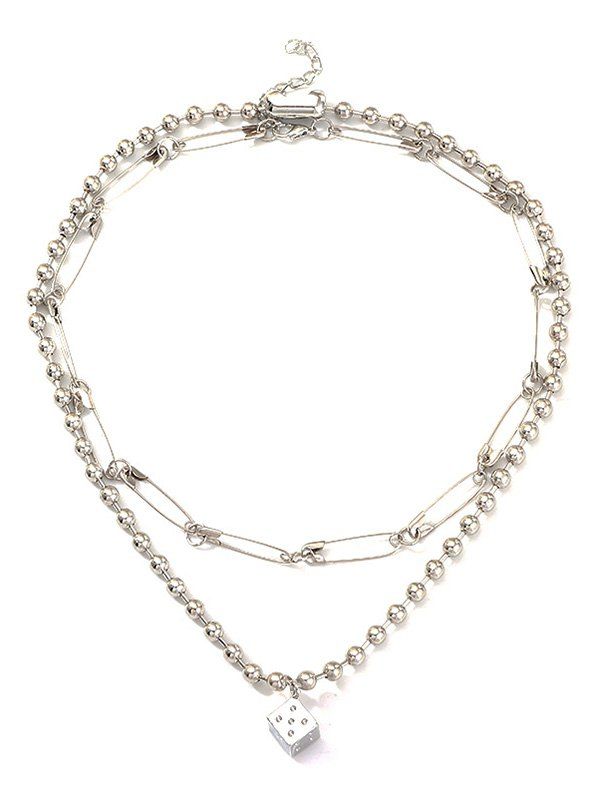

Punk Style Dice Safety Pin Necklaces Set, Silver