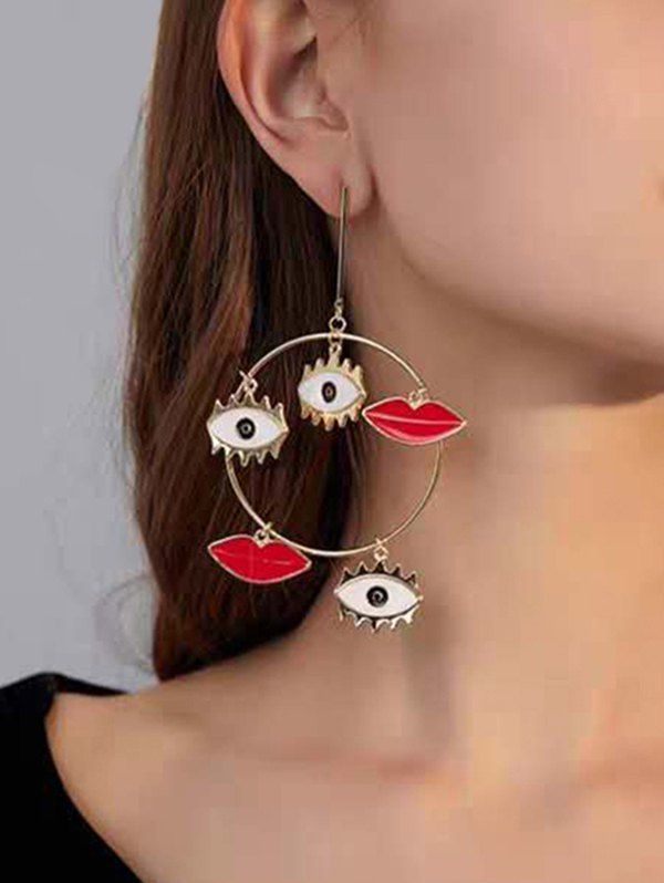 

Evil Eye Lip Large Circle Drop Earrings, Gold