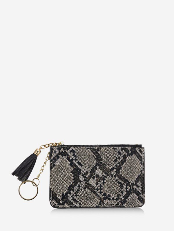 

Snakeskin Pattern Tassel Card Clutch Wallet, Gray