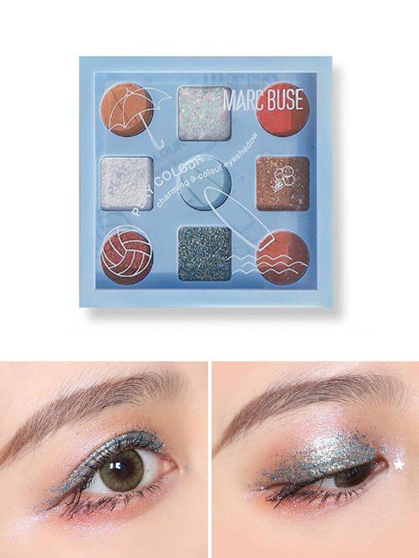 

9 Color Matte Sequins Waterproof Eyeshadow Kit, Silver